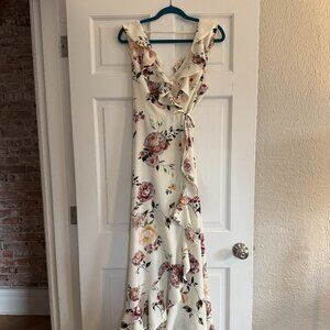 White Floral Wrap Dress – Perfect for Bridal Events & Summer! ☀️👗